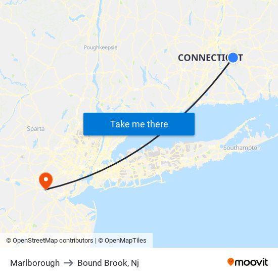 Marlborough to Bound Brook, Nj map