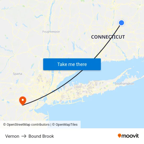 Vernon to Bound Brook map