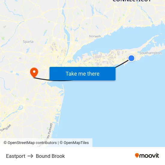 Eastport to Bound Brook map