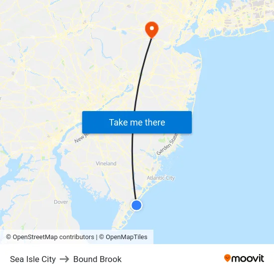 Sea Isle City to Bound Brook map