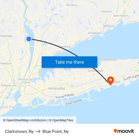 Clarkstown, Ny to Blue Point, Ny map