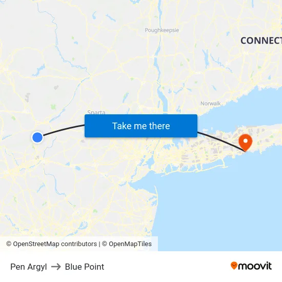 Pen Argyl to Blue Point map