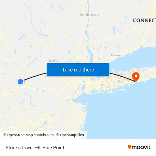 Stockertown to Blue Point map
