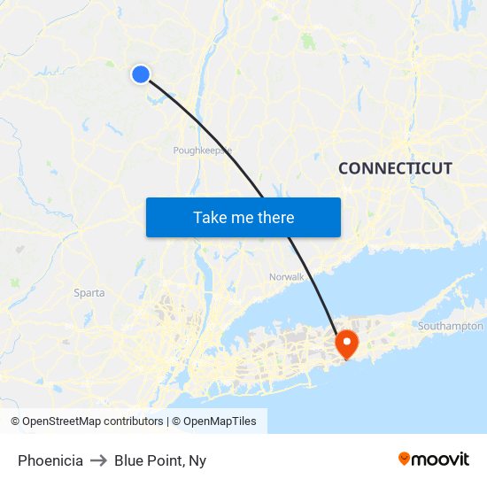 Phoenicia to Blue Point, Ny map