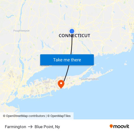 Farmington to Blue Point, Ny map