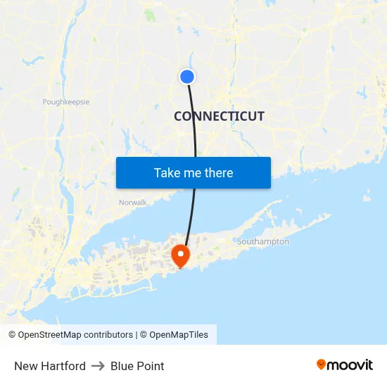 New Hartford to Blue Point map