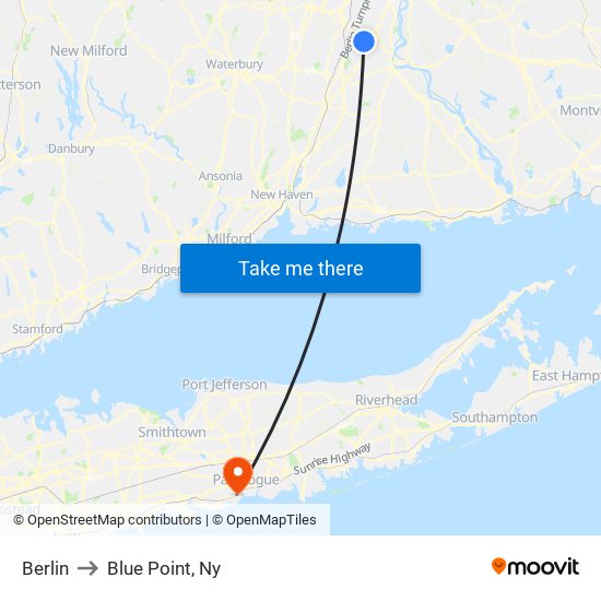 Berlin to Blue Point, Ny map