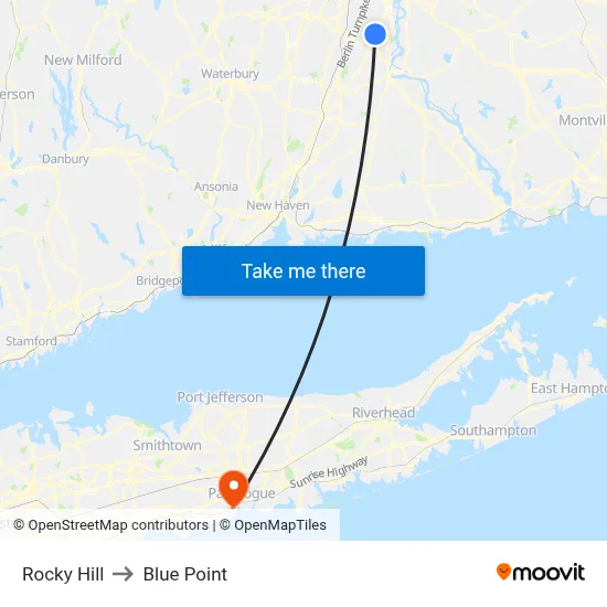 Rocky Hill to Blue Point map