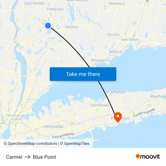 Carmel to Blue Point map