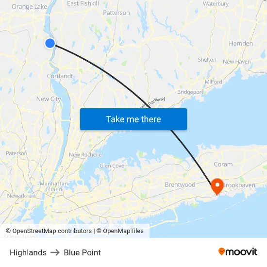 Highlands to Blue Point map