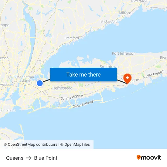Queens to Blue Point map