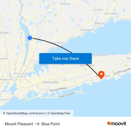 Mount Pleasant to Blue Point map
