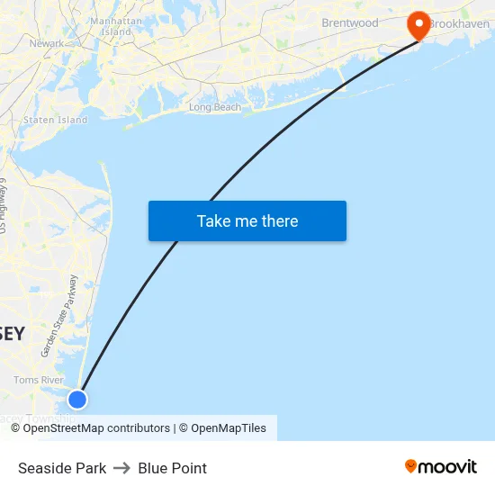Seaside Park to Blue Point map