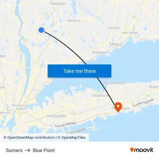 Somers to Blue Point map