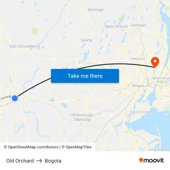 Old Orchard to Bogota map