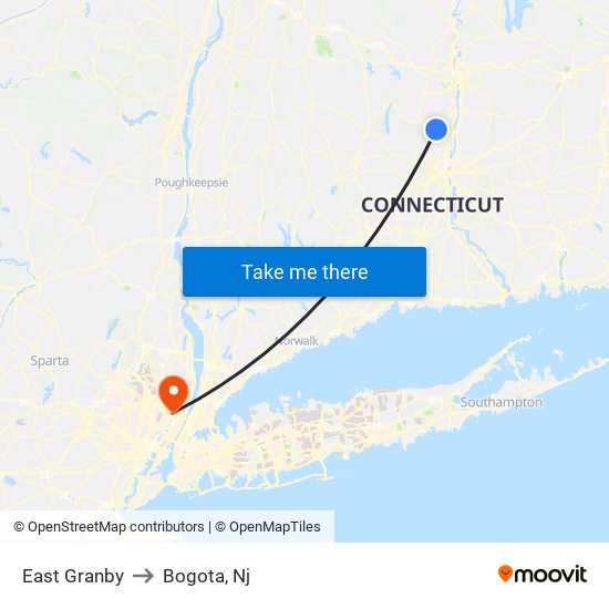 East Granby to Bogota, Nj map