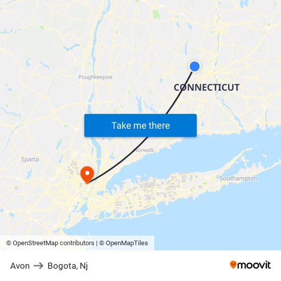 Avon to Bogota, Nj map