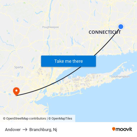 Andover to Branchburg, Nj map