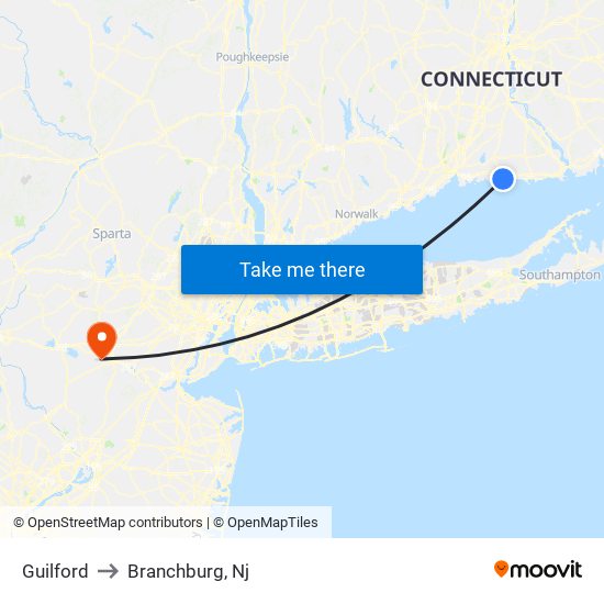 Guilford to Branchburg, Nj map