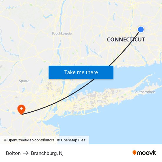 Bolton to Branchburg, Nj map