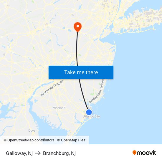 Galloway, Nj to Branchburg, Nj map