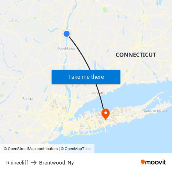 Rhinecliff to Brentwood, Ny map