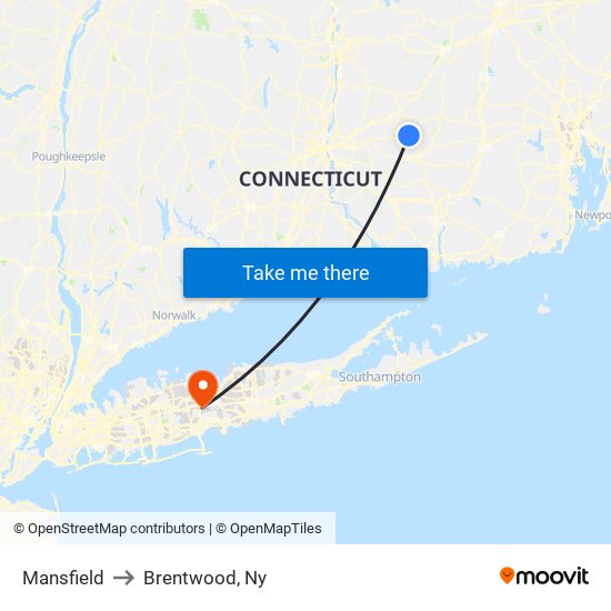 Mansfield to Brentwood, Ny map