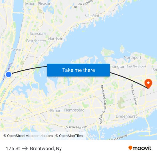 175 St to Brentwood, Ny map