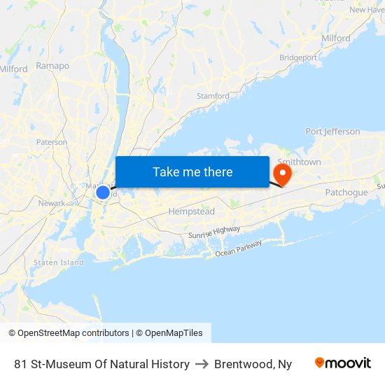 81 St-Museum Of Natural History to Brentwood, Ny map