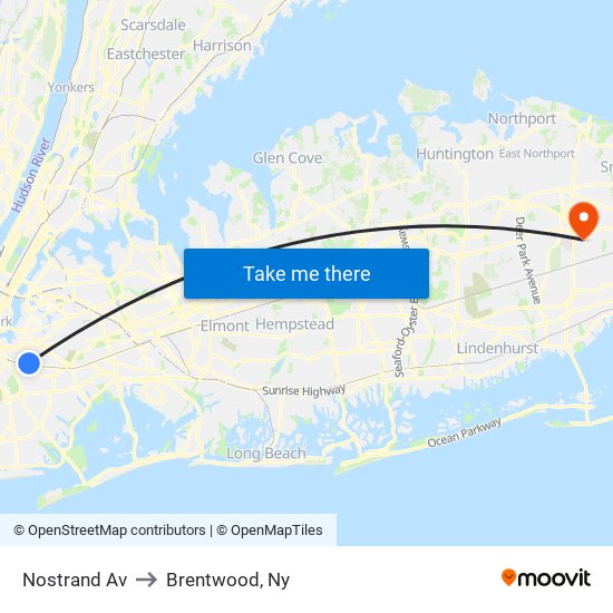 Nostrand Av to Brentwood, Ny map