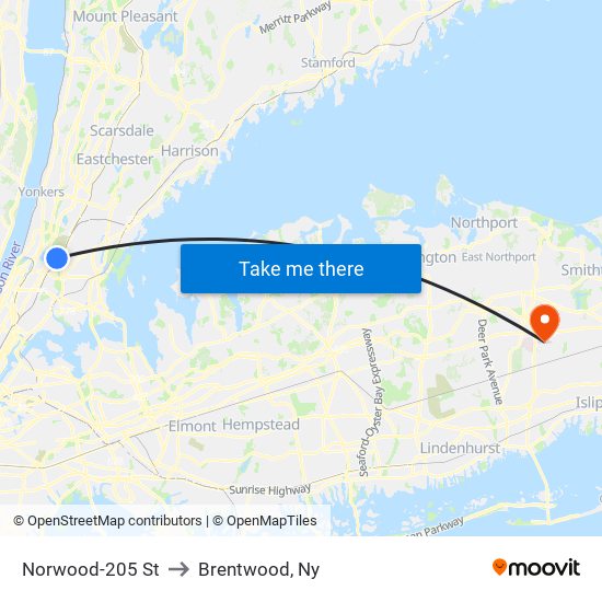 Norwood-205 St to Brentwood, Ny map