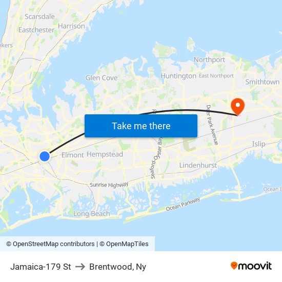 Jamaica-179 St to Brentwood, Ny map