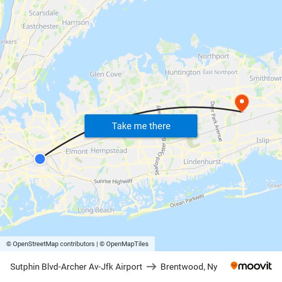 Sutphin Blvd-Archer Av-Jfk Airport to Brentwood, Ny map