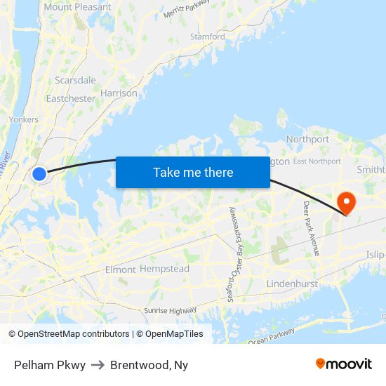 Pelham Pkwy to Brentwood, Ny map