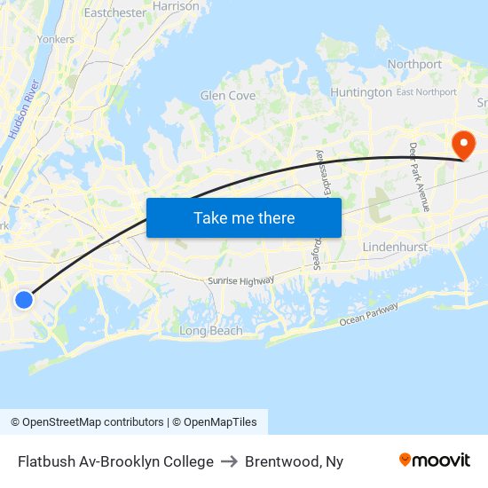 Flatbush Av-Brooklyn College to Brentwood, Ny map