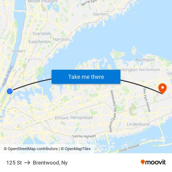 125 St to Brentwood, Ny map