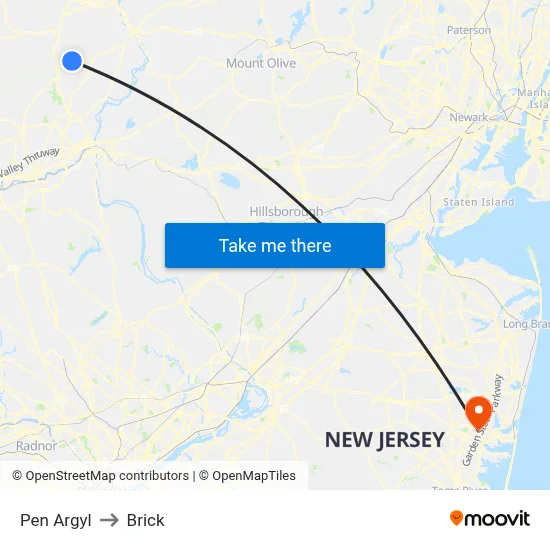 Pen Argyl to Brick map