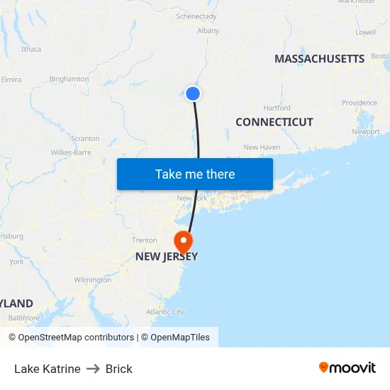 Lake Katrine to Brick map