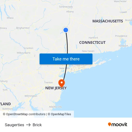 Saugerties to Brick map