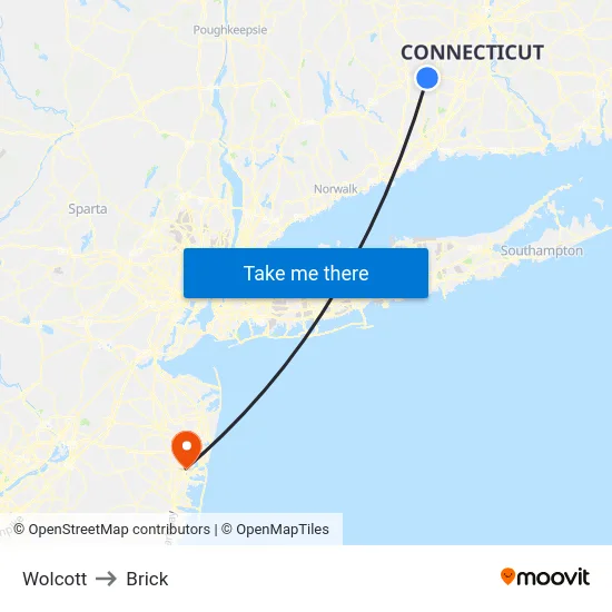Wolcott to Brick map
