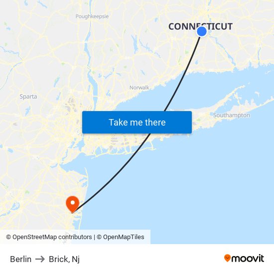 Berlin to Brick, Nj map