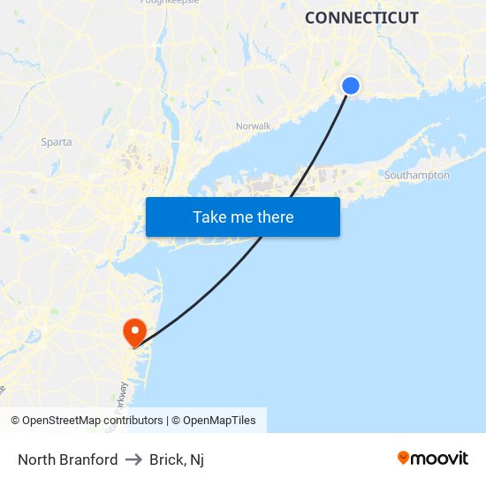 North Branford to Brick, Nj map