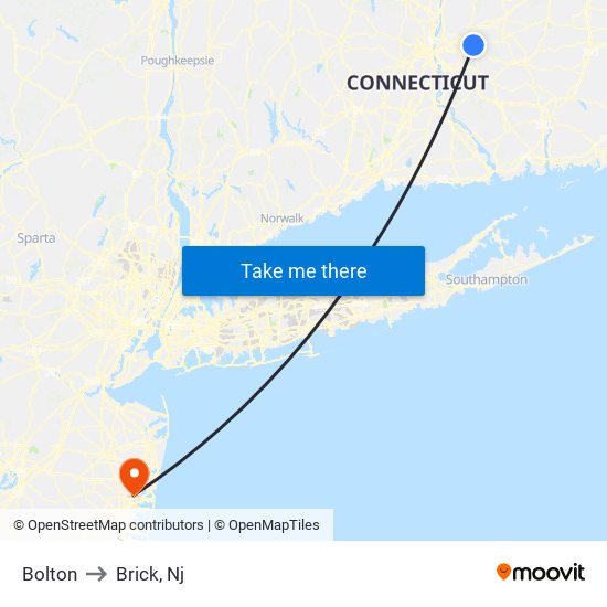 Bolton to Brick, Nj map