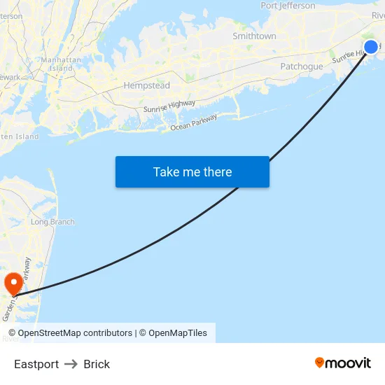 Eastport to Brick map