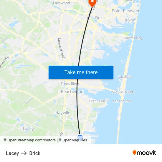 Lacey to Brick map