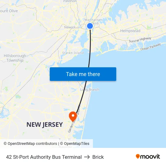 42 St-Port Authority Bus Terminal to Brick map