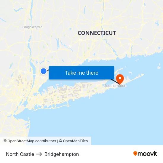 North Castle to Bridgehampton map