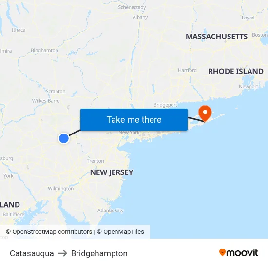 Catasauqua to Bridgehampton map