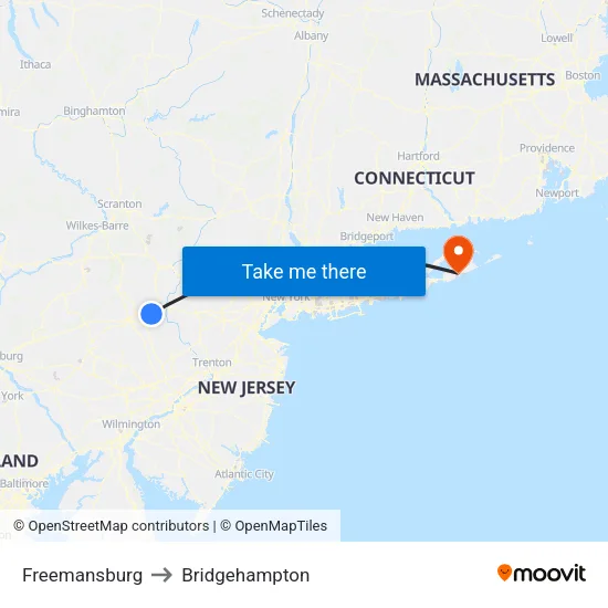 Freemansburg to Bridgehampton map