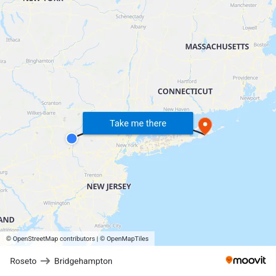 Roseto to Bridgehampton map